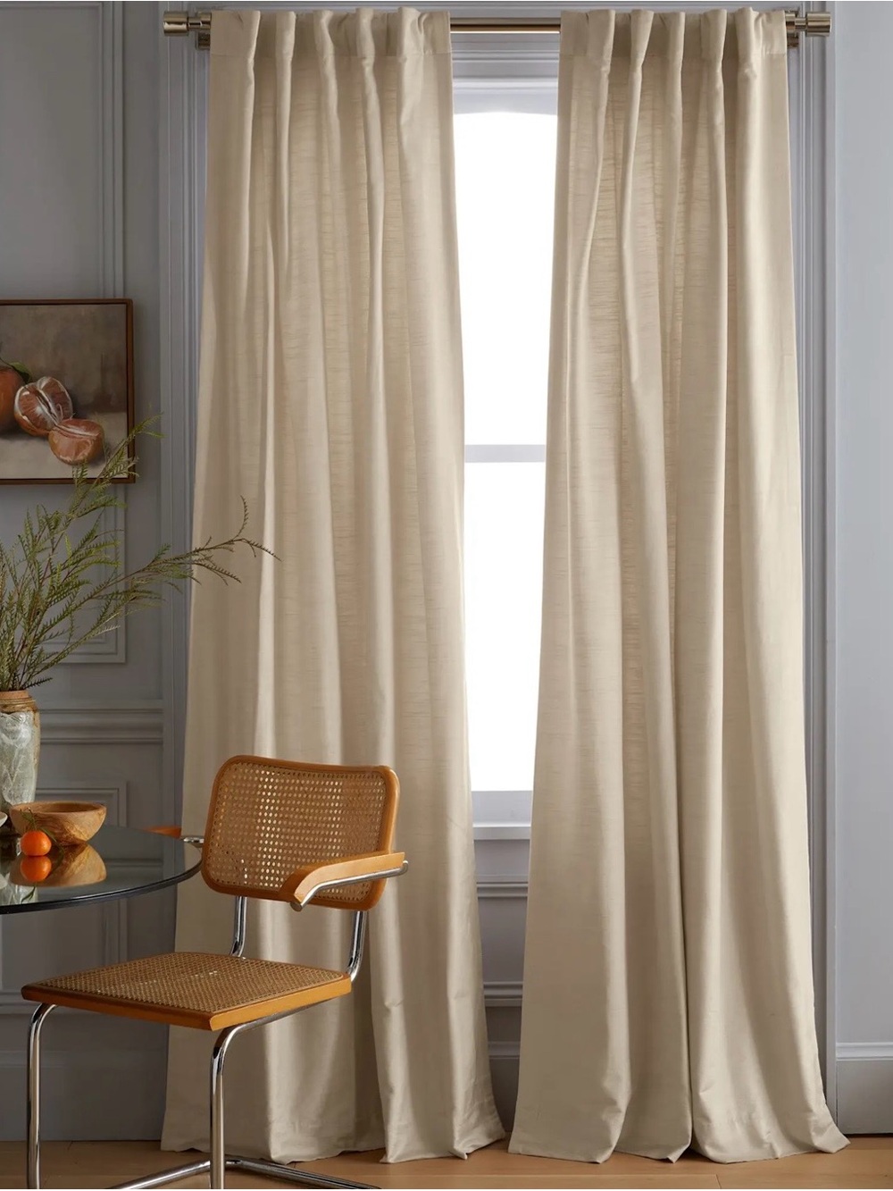NWOT Quince Luster Velvet Curtain - Single Panel, 48 X 96 (Champagne)